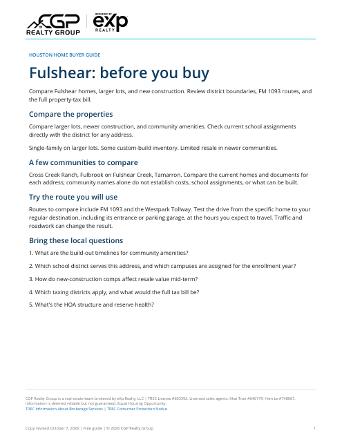 Actual first page of the Fulshear workbook