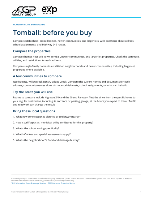 Actual first page of the Tomball workbook
